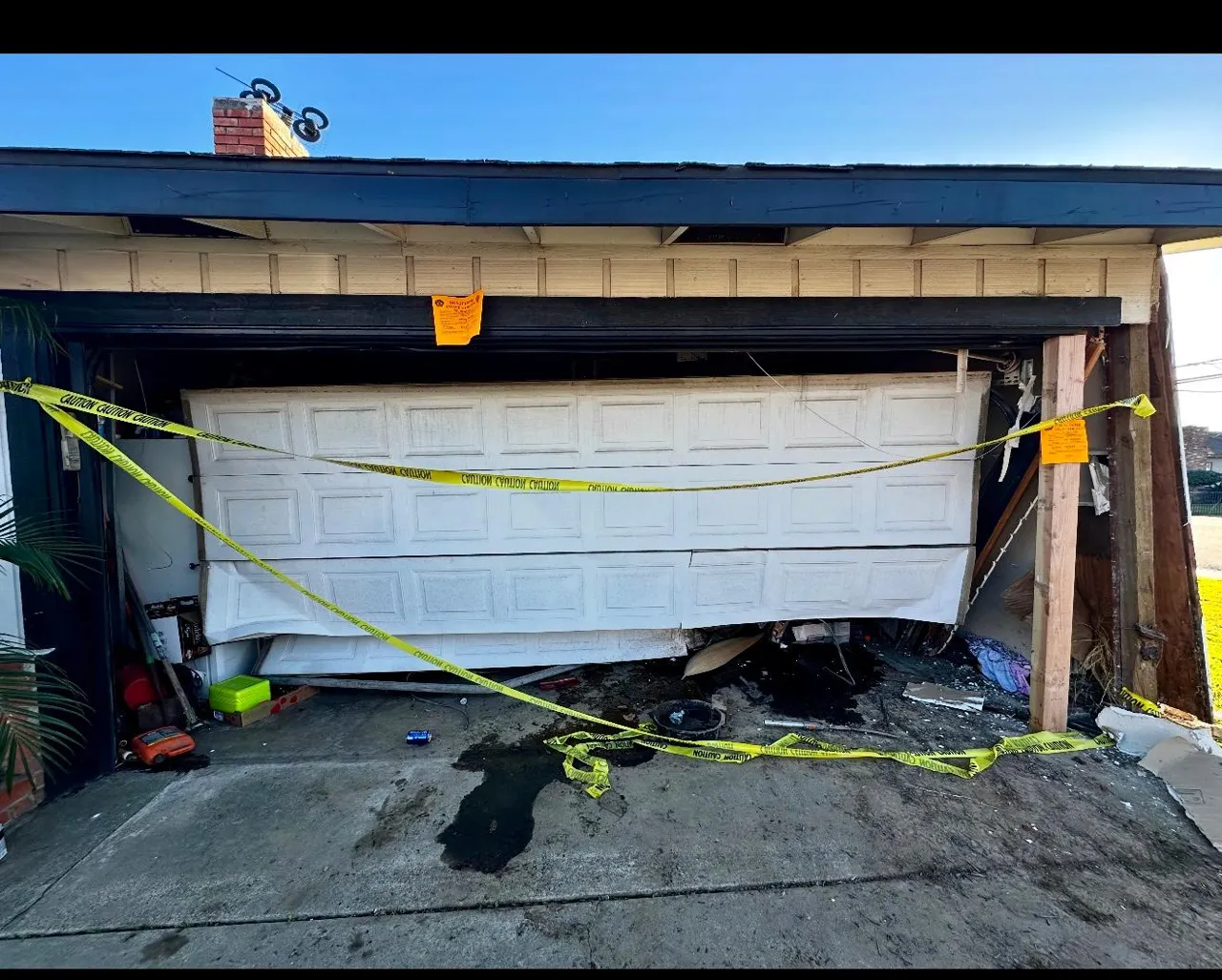 Damaged garage door repair